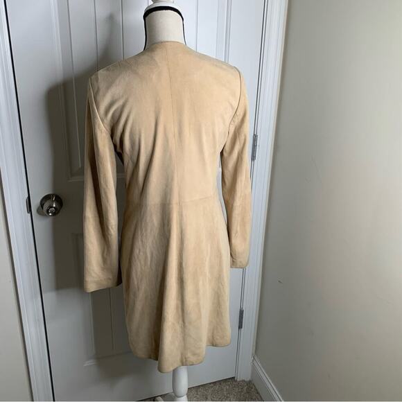 Doncaster tan long line suede leather zip up jacket size 6 quiet luxury - Picture 4 of 6